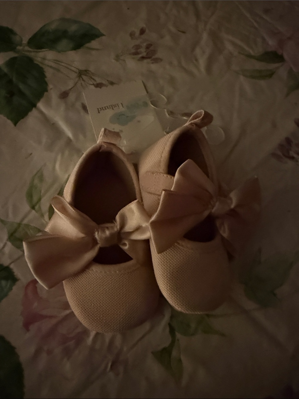 cloud island Soft Bow Baby Shoes in Blush